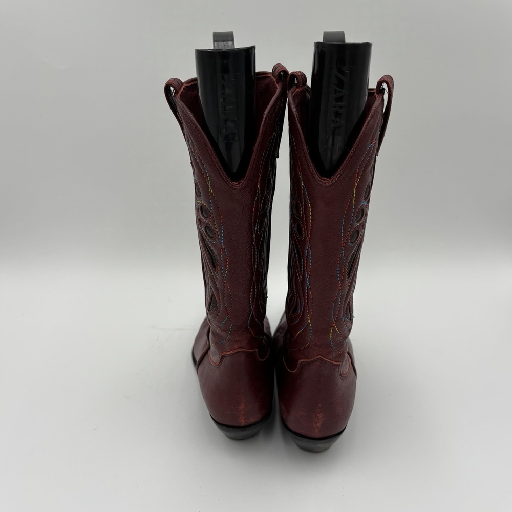 Free People Rancho Mirage Cowboy Boots in Brandy Wine Size 7.5 EU 38 Western - Picture 3 of 7